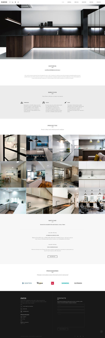 Interior design studio website: Project fully resolved from layout, text content, HTML, CSS, JavaScript, photography and editing. Zucca